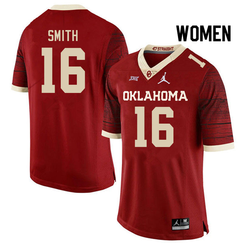 Women #16 Blake Smith Oklahoma Sooners College Football Jerseys Stitched-Retro - Click Image to Close